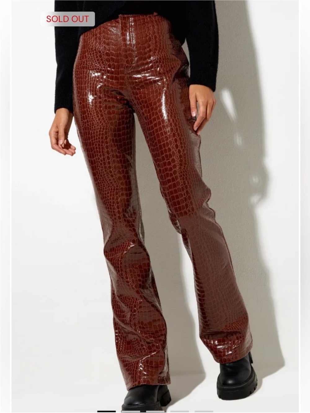 Motel faux snakeskin leather pants Small burgundy boho Y2K biker festival party